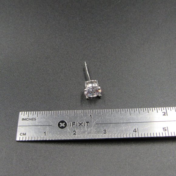 Sterling Silver Plain Round CZ Earrings - Picture 5 of 6